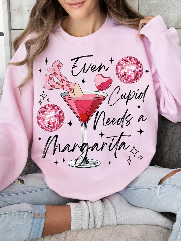 Even Cupid Need A Margarita Retro valentine png, Trendy Valentine Png Sublimation, Disco Ball, Funny Vday png, popular Trendy png,