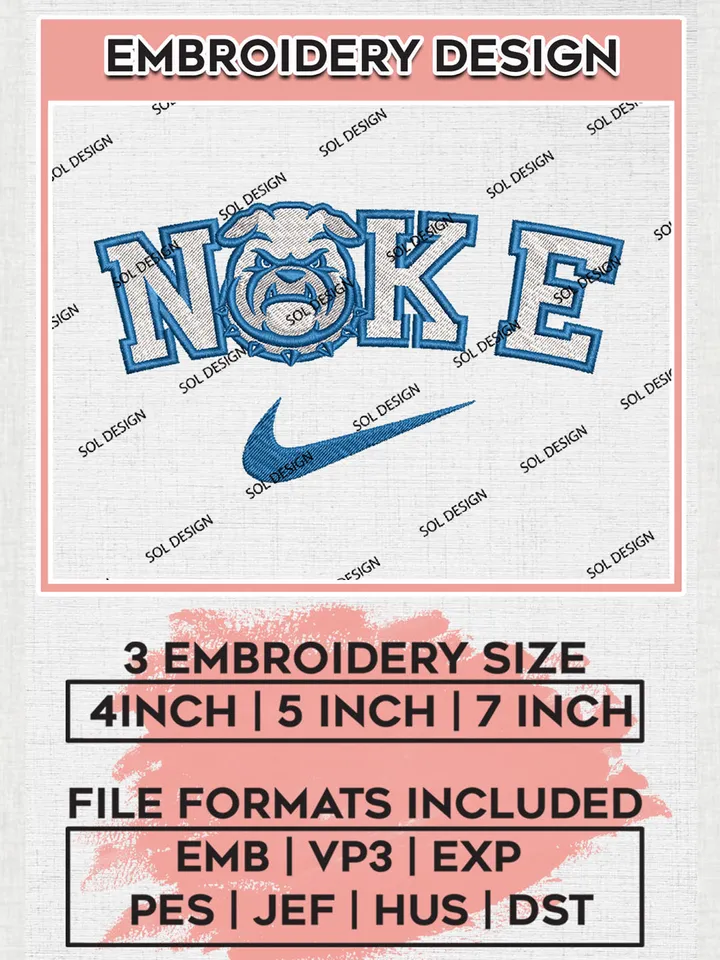 Nike Drake Bulldogs Machine Embroidery Design, NCAA Drake Bulldogs Embroidery Design files, NCAA Logo Embroidery Designs, NCAA Machine Embroidery Designs, Digital Download