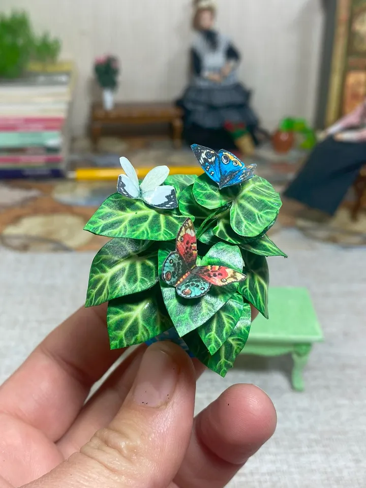 Flowers in a pot. 1:12. TUTORIAL. Dollhouse miniature.Flowers for a doll.