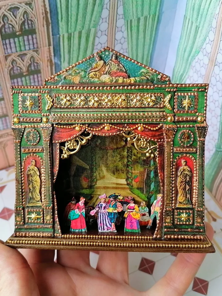 Puppet show. Miniature. Handmade. 1:6. Height 4.13 inches.