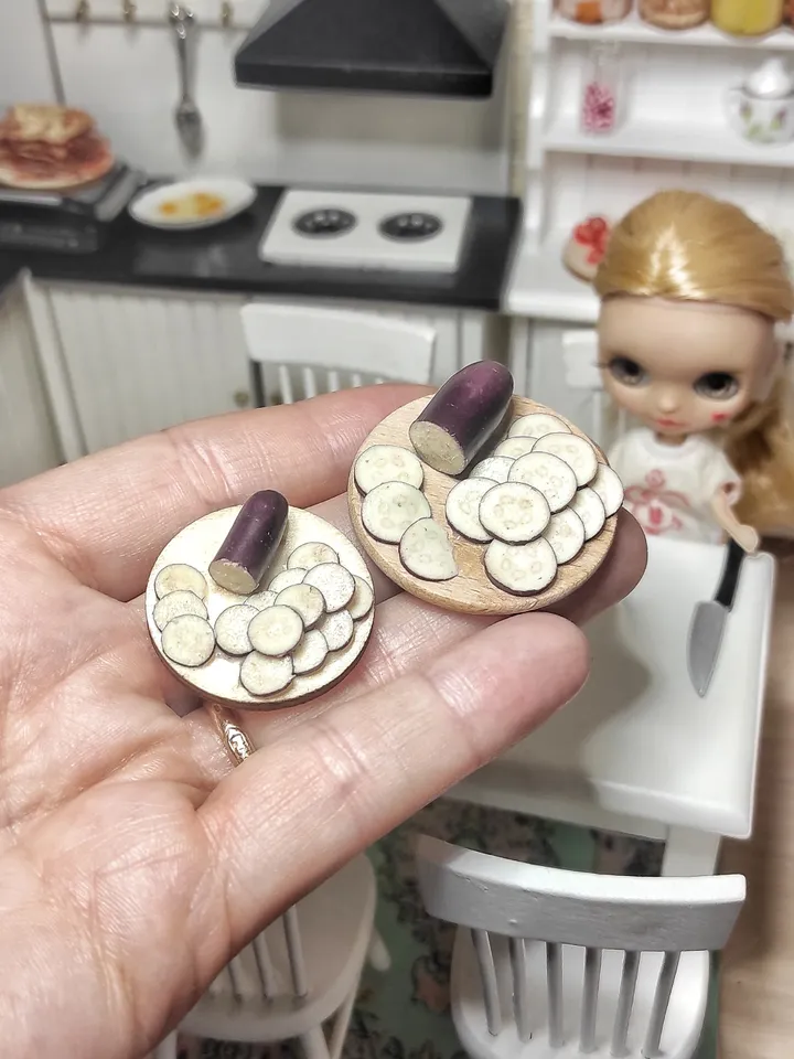 Vegetables for dolls, Little food, polymer clay eggplant, tiny vegetables, miniature, dollhouse decor, mini food