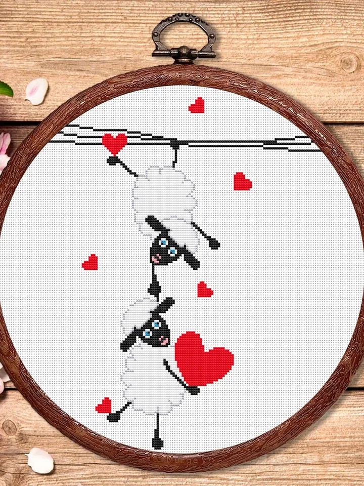Sheeps in Love Cross Stitch Pattern, Sheep Cross Stitch, Embroidery Love, Sheep xStitch, Sheep Pattern, Love Pattern #vl002