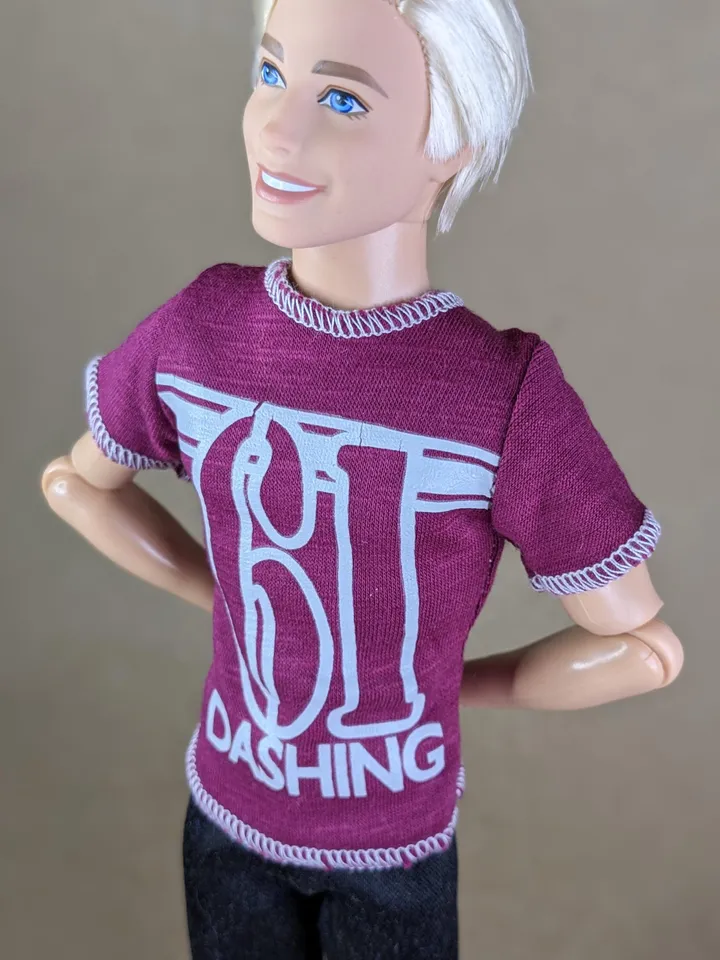 Red wine printed T-shirt for 12-inch fashion male dolls