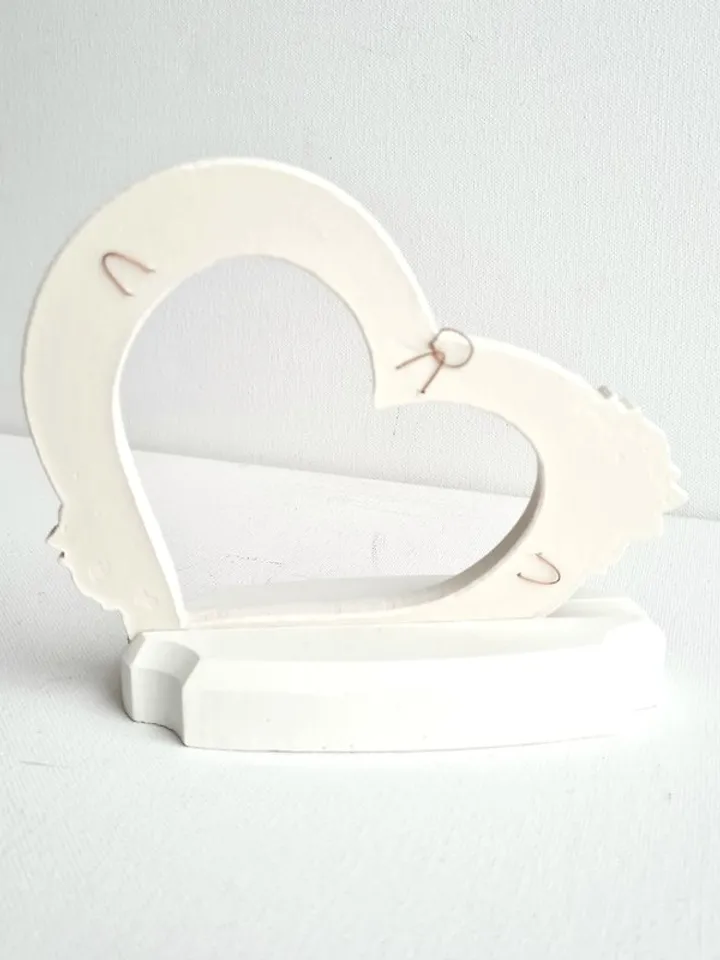 White shabby chic frame Heart frame with holder Wedding photo frame Desk frame