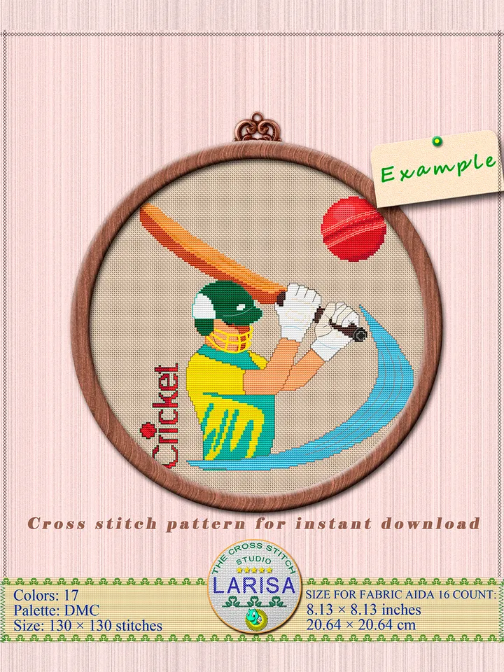 Cricket Cross Stitch Pattern | Cricketer | Cricket Player