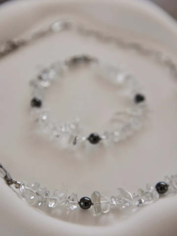 Rhinestone necklace + bracelet
