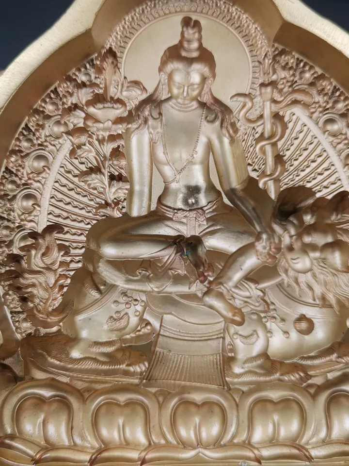 Simhanada Avakokitesvara Tsa Tsa Mold, Seng Ge Dra Chenrezig,Gandhanra Handmade Tibetan Buddha Statue Mould,the Lion's Roar,12 × 10cm