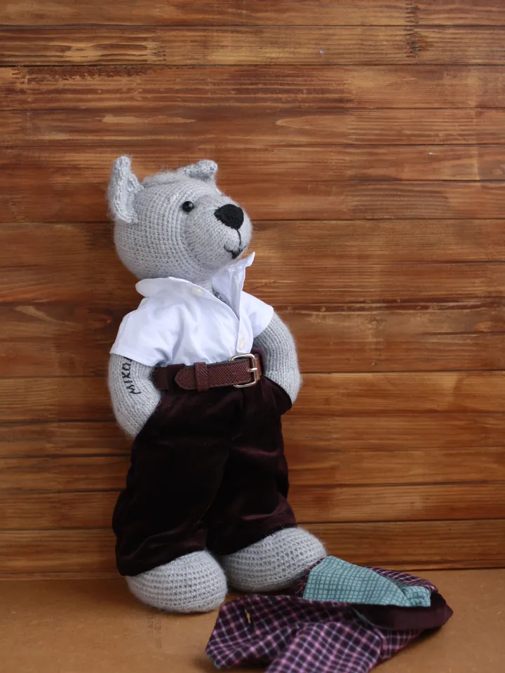 Handmade organic stuffed animal toy Dog/ Natural Waldorf toy/ Collectible soft figurine