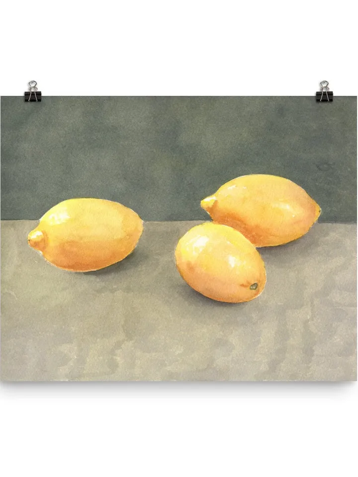 Lemons Still Life, Modern Citrus Art Print, Kitchen Decor, Lemon Wall Art, Minimalist Lemon Art, Lemon Wall Art, Abstract Art Print