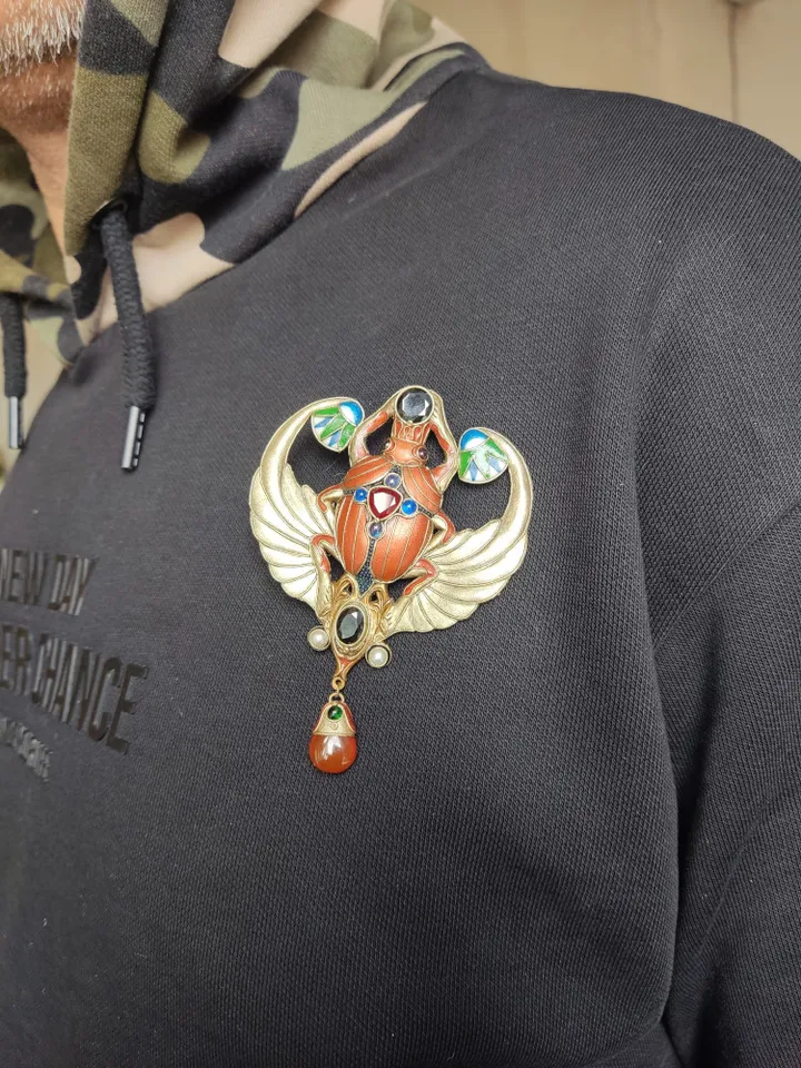 Egyptian Scarab Brooch, Scarab beetle, Egyptian Jewelry, Scarab Jewelry