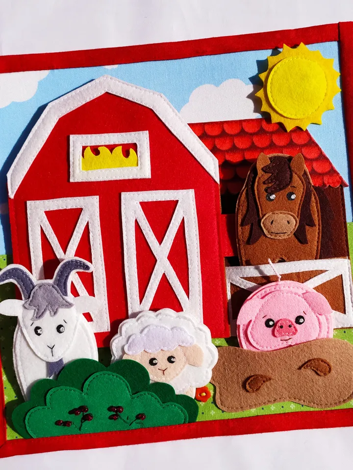 Farm Quiet Book Pattern, Felt book template, Felt farm animals pattern, Felt finger puppet pattern, Felt pattern PDF for toddler