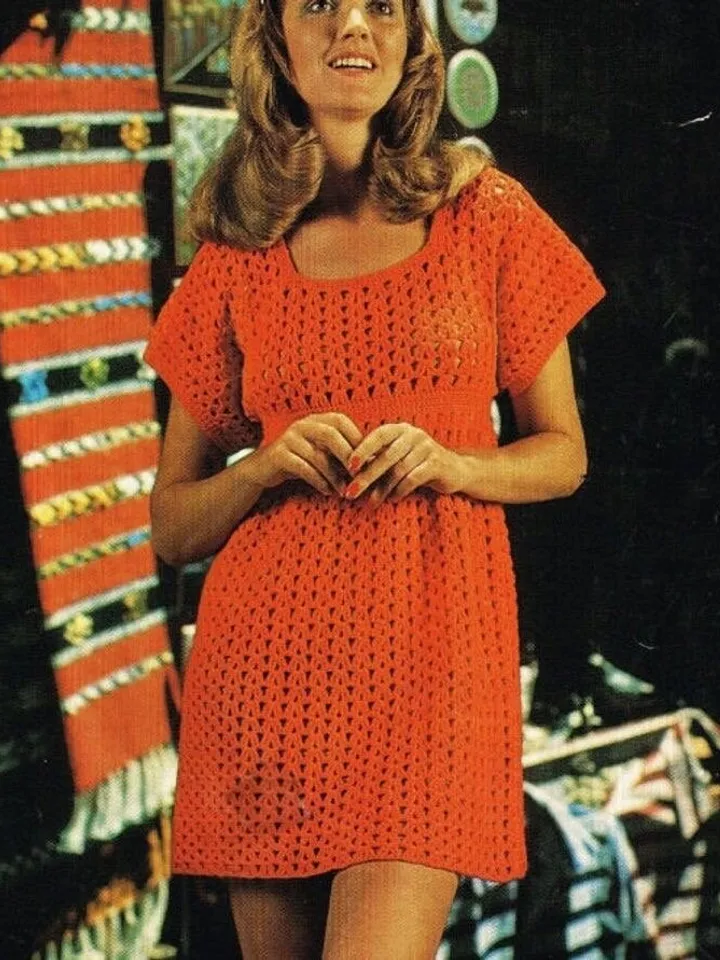Crochet Dress Pattern Vintage 70s Crochet Tunic Dress Pattern Crochet Wedding dress Pattern Crochet womans dress pattern