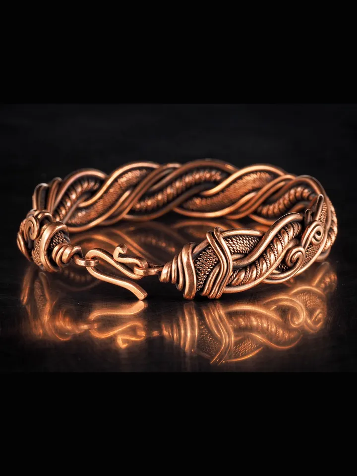 Unique handmade copper wire wrapped bracelet for woman Woven wire copper jewelry Wire wrap art copper jewelry Handmade