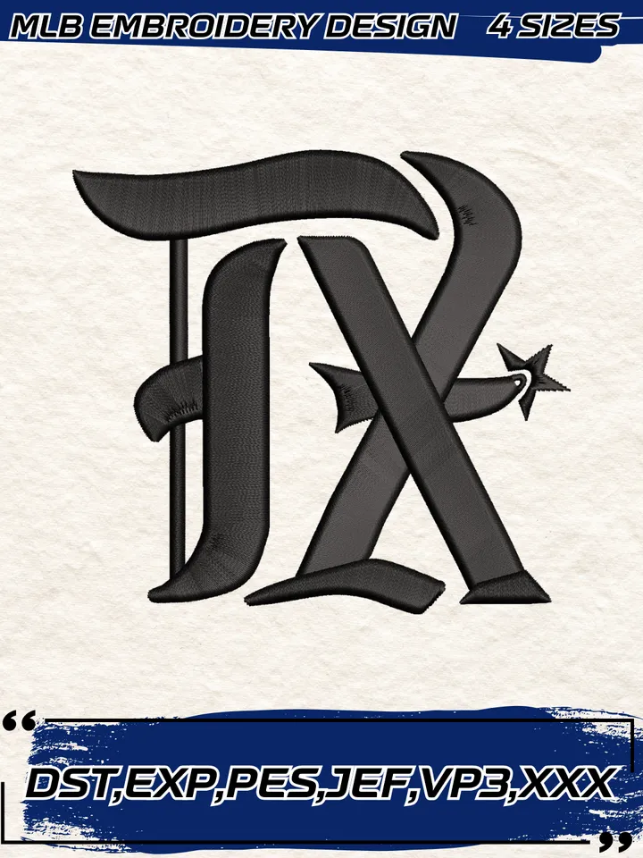 Texas Rangers Cap Logo Embroidery Design,MLB Embroidery Design,Machine Embroidery Design File,4 Sizes, Digital Download