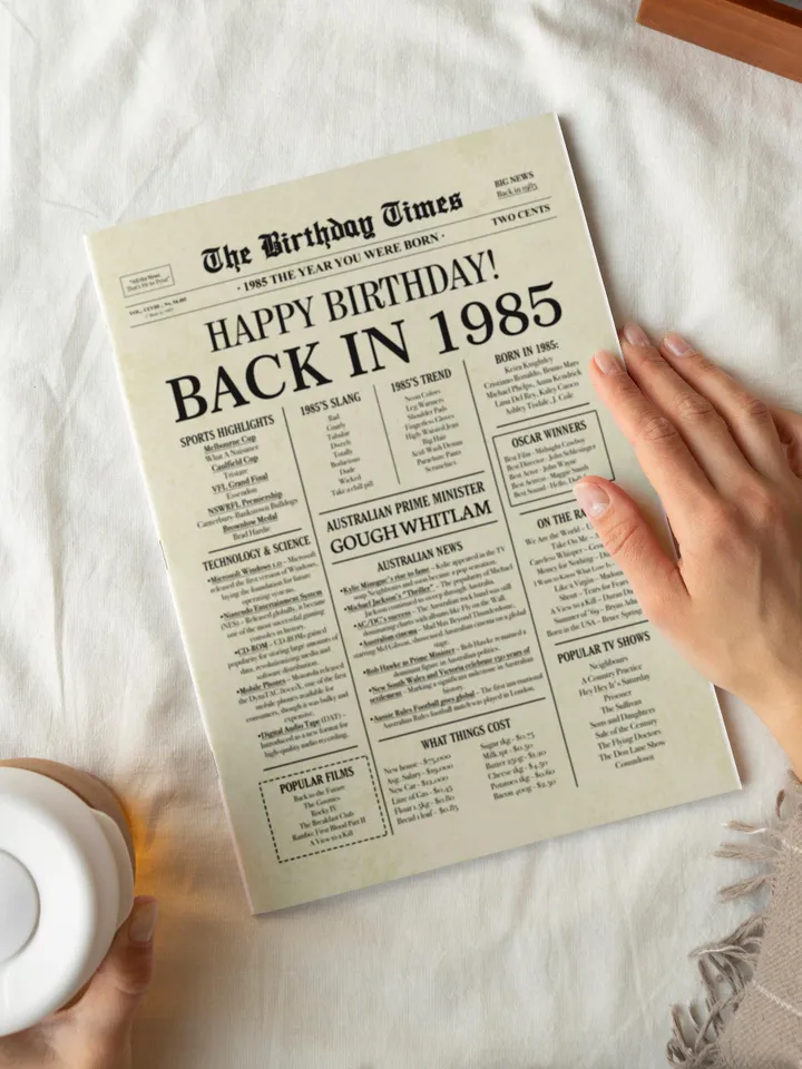 40th birthday newspaper poster back in 1985 printable sign 1985 birthday fun facts 40 years ago digital download file australia birthday