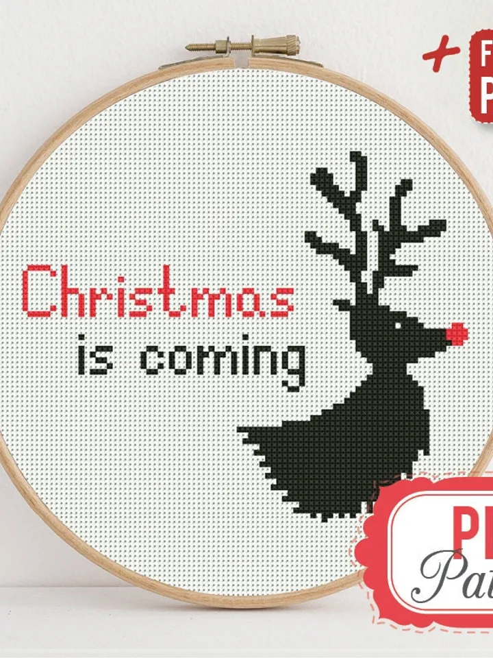 Christmas is Coming Cross stitch pattern Holiday Red New Year Game of Thrones Deer Cross stitch pattern PDF Format Instant Download Modern