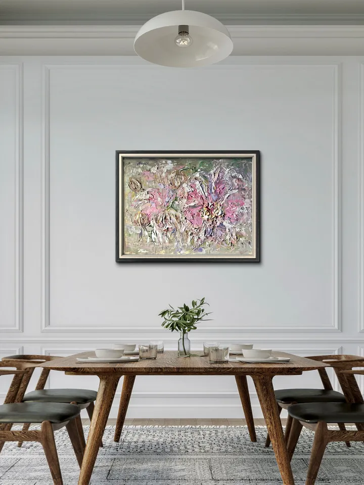 Pink orchids original heavy textured oil painting on canvas,flowers painting wall art,impasto style orchids painting,home decoration,gift.