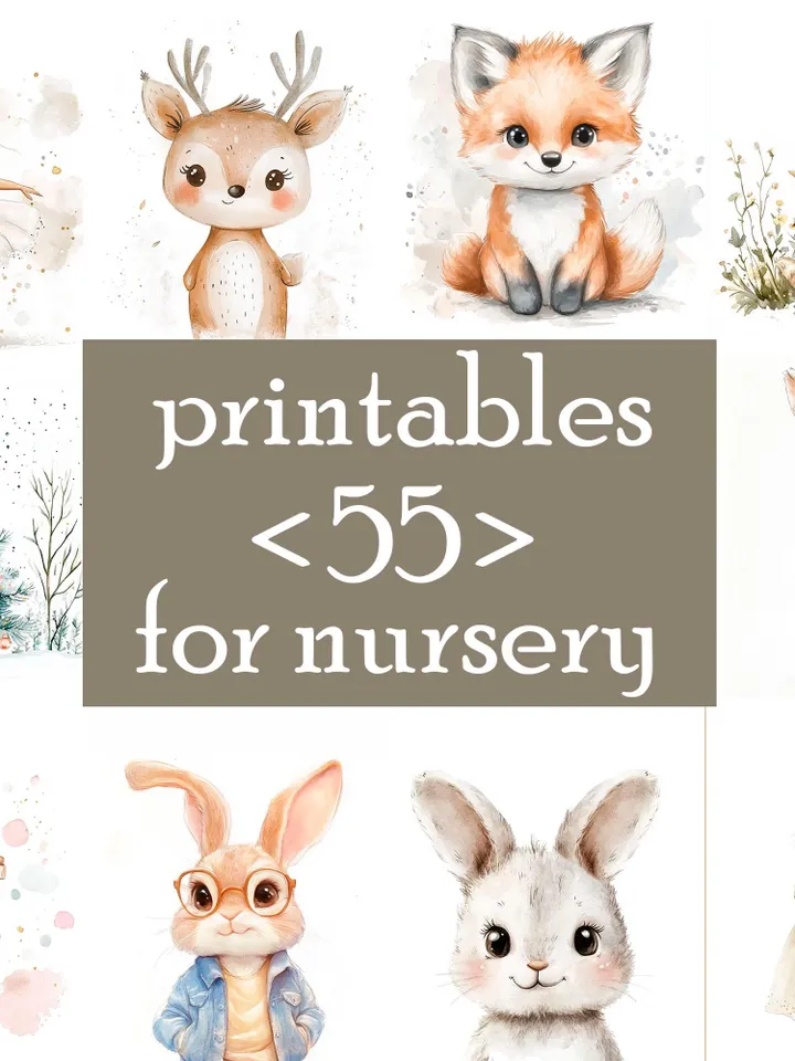 55 PRINTABLES for Nursery print, nursery decor printable wall art; kids room watercolor art; cute playrom posters; digital download