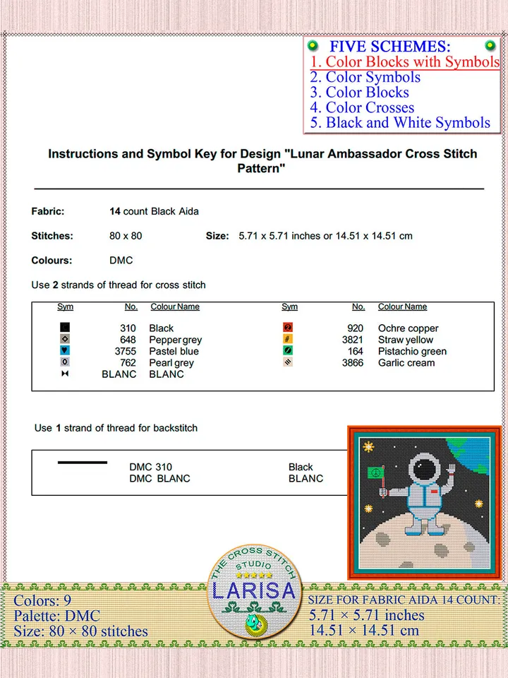 Lunar Ambassador Cross Stitch Pattern | Astronaut on the Moon