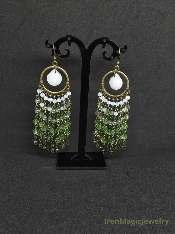 Long Green Boho Earrings – Summer Vibes