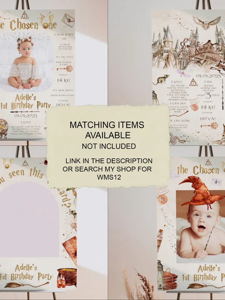The Chosen One Birthday Party; Photo Banner Wizard Birthday Party; Magic School 1st Birthday; Editable Wizarding World PhotoProp ; Wms12
