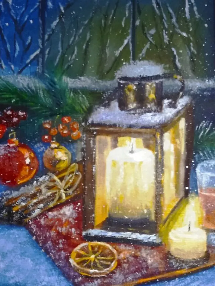 Christmas Painting Christmas Wall Decoration Christmas Lantern Canvas 40x50 cm