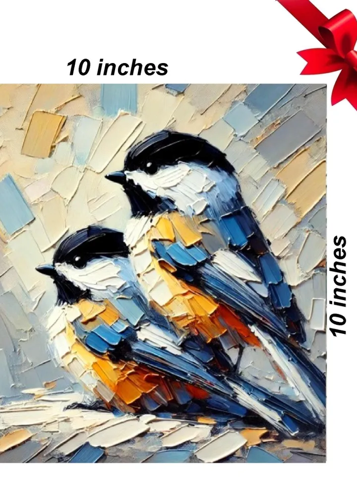 Titmouse Painting On Canvas Birds Original Art Gifts Animal Artwork Titmouse Impasto Oil Wall Art Personalized Gifts by ArtProkopaloSv