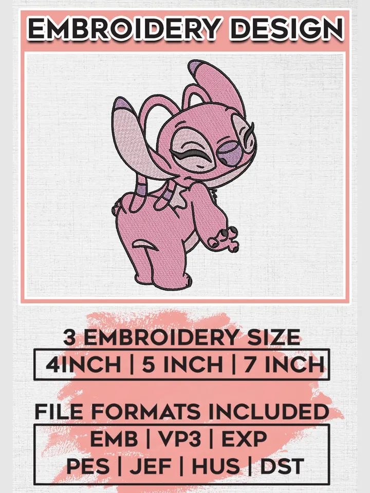 Cute Stitch Angel Embroidery Designs, Lilo & Stitch Embroidery, Disney Embroidery Files, Machine embroidery Files, Digital Download EMB_CARTOON_143