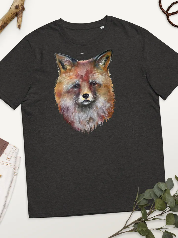 Fox t shirt,Unisex organic cotton t-shirt made with my own design,original watercolor fox painting.