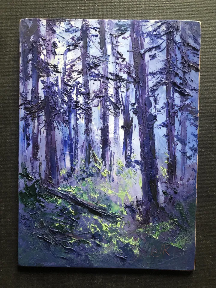 Forest Original Painting Set of 2 Small Oil Painting Abstract Landscape