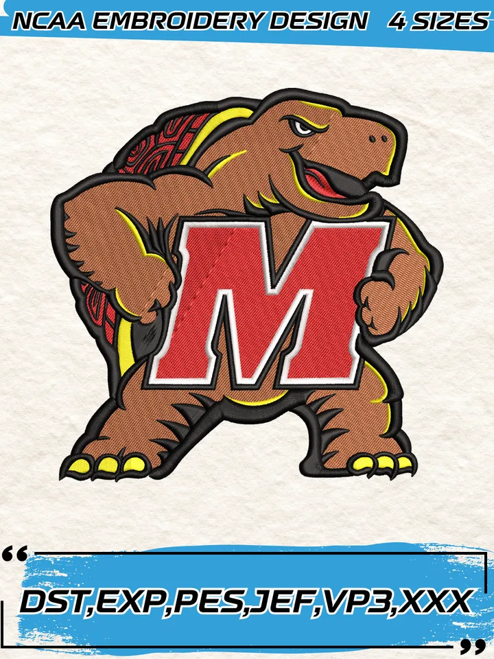 Maryland Terrapins Logos Embroidery Designs,NCAA Logo Embroidery Design,Machine Embroidery Design File,4 Sizes, Digital Download