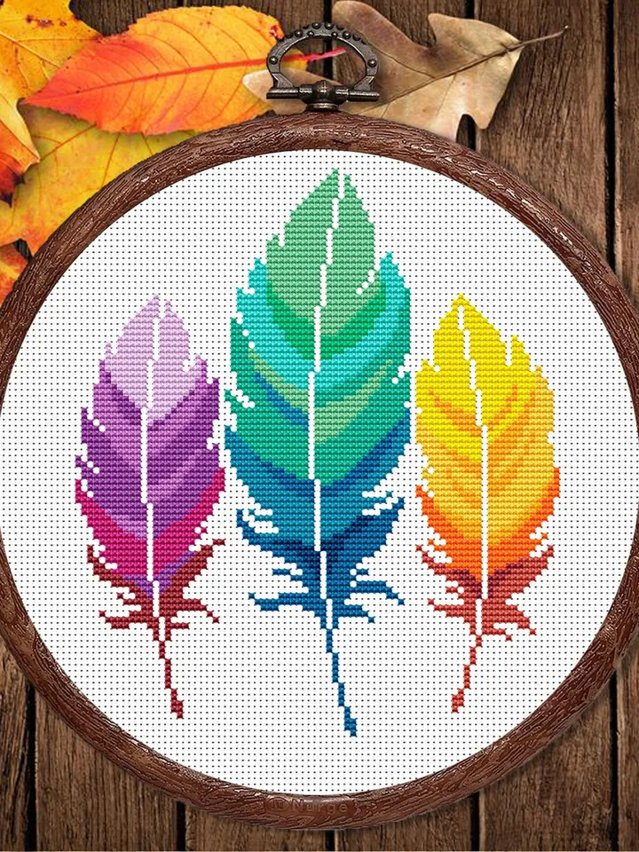 The Feathers Cross Stitch Pattern, Feather Cross Stitch Pattern, Folklore Cross Stitch Pattern, Boho Feather Patterns #oth003