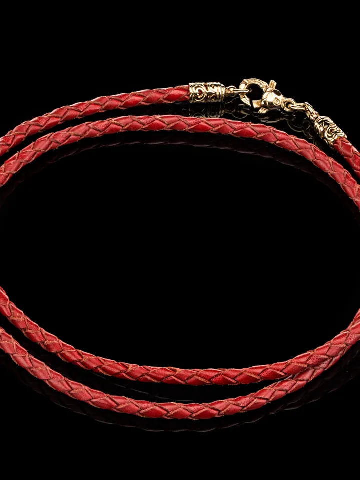 Leather Cord for Pendant with Silver and Gold