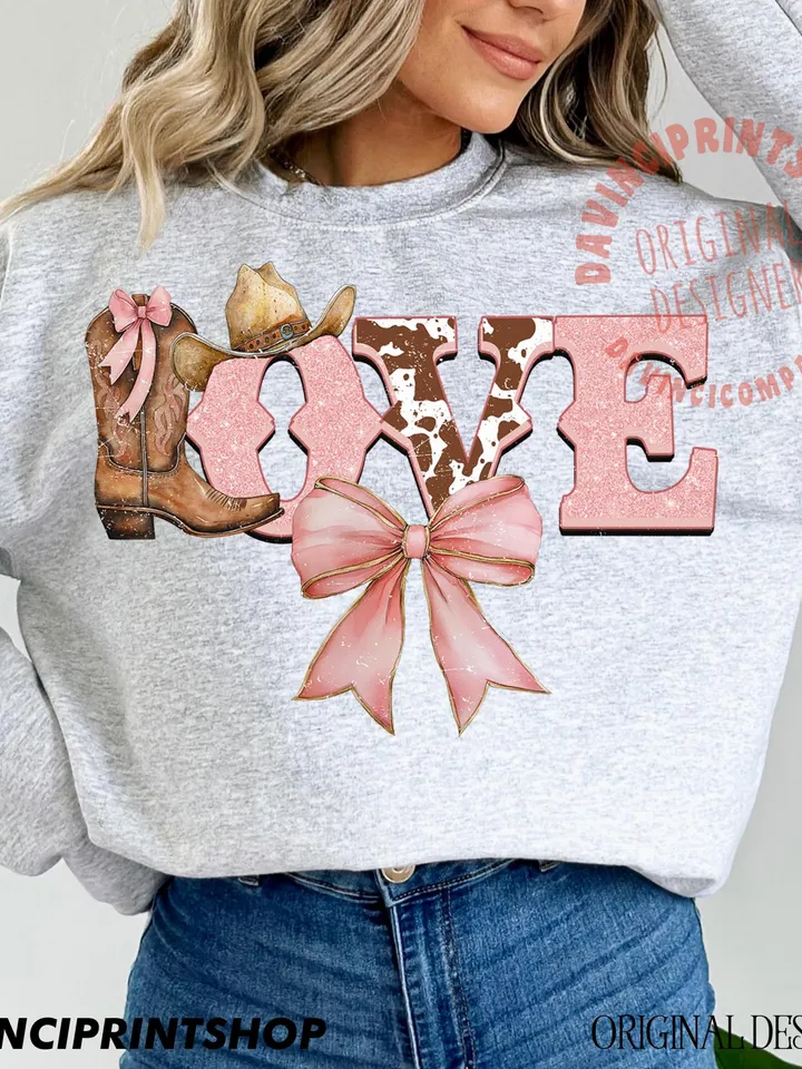 Love Western Png file, Western Valentines png, Love png, Love clipart, Cowgirl Valentines png, Western png, Valentines png, Coquette bow png
