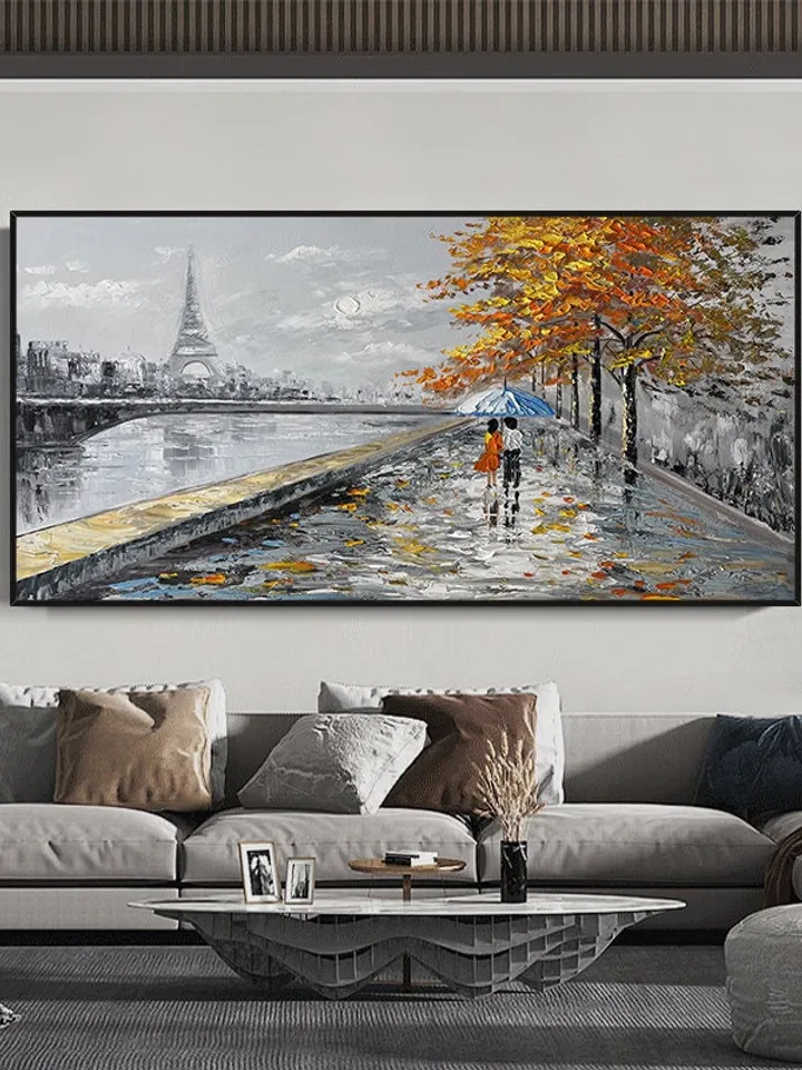 Paris Painting on Canvas, Original Art, Eiffel Tower Painting, Large Wall Art Abstract Art, Landscape, Cityscape Painting, Living Room Décor