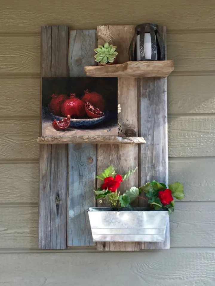 Fruits Painting Kitchen Still Life Original Oil Painting Pomegranate Art