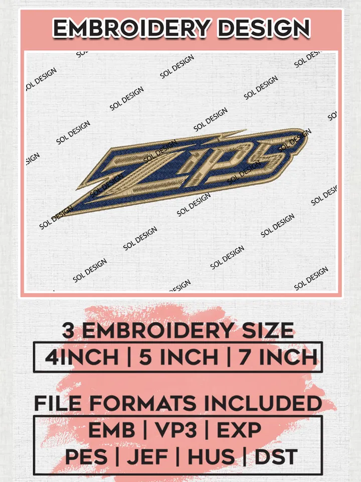 Akron Zips College Football Team Wordmark Logo embroidery designs, NCAA Akron Zips Logo Machine embroidery designs, NCAA Team Logo embroidery designs, NCAA Game Day Machine embroidery designs, Digital Download