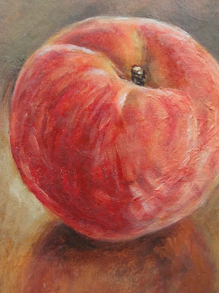 "Peach" oil small painting fruit stilllife original wall art picture artwork