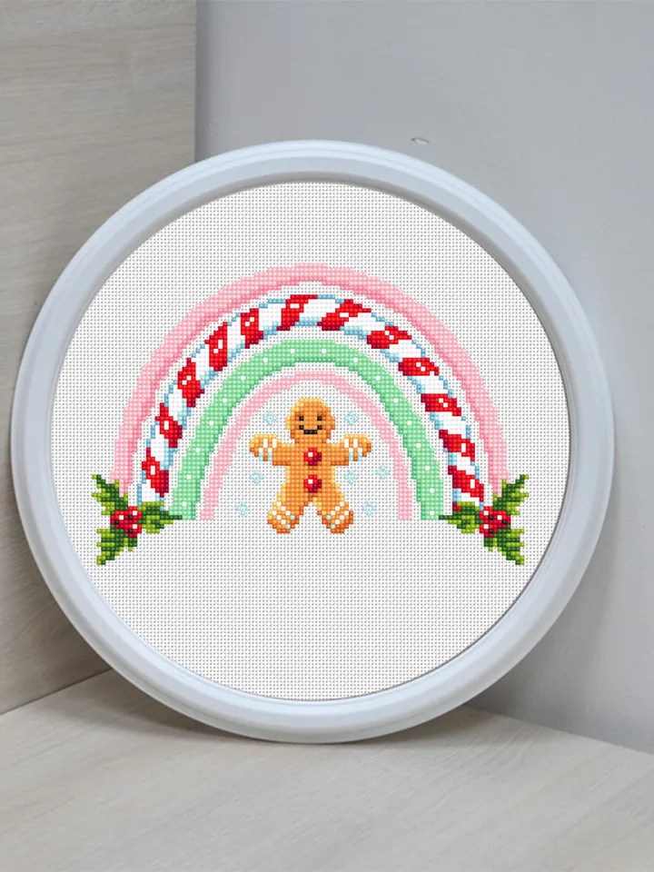 Christmas rainbow cross stitch pattern PDF download Gingerbread man cross stitch chart, Christmas pattern digital PDF, Sweet Christmas #N136