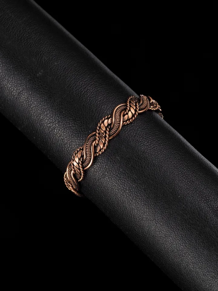 Woven copper wire bracelet Antique style handcrafted copper jewelry Unique gift