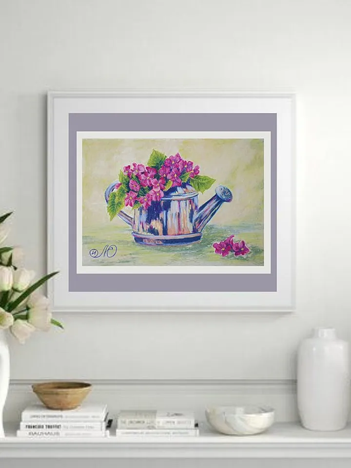 Violet Painting Pansy Original Art Floral Wall Art Flower Painting Oil Pastel