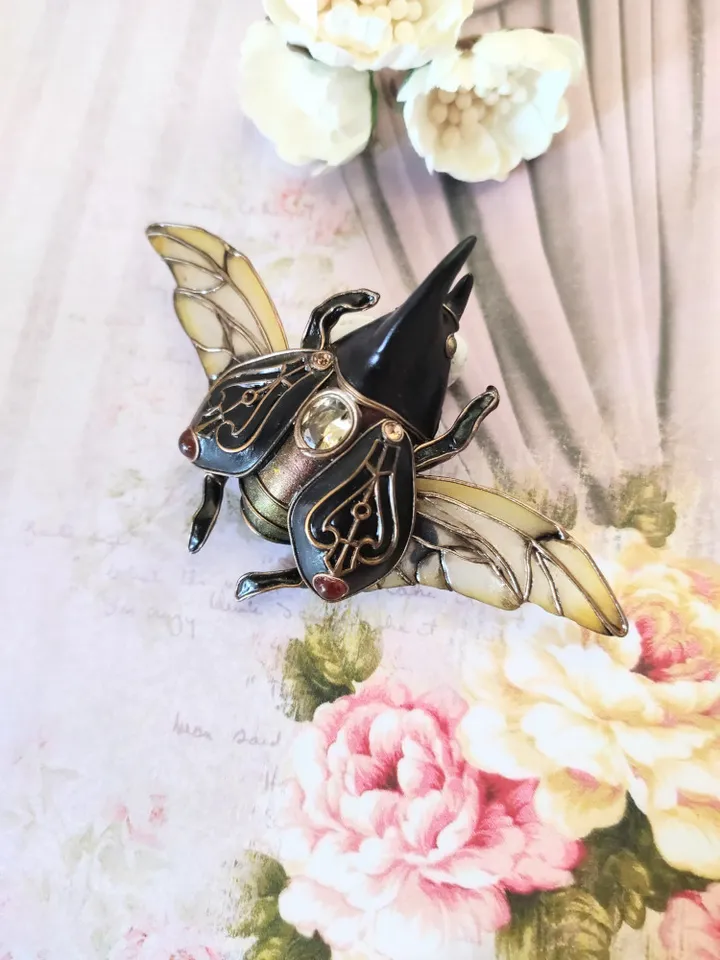 Brooch Hercules beetle, brooch-pin with an insect, brooch Black beetle