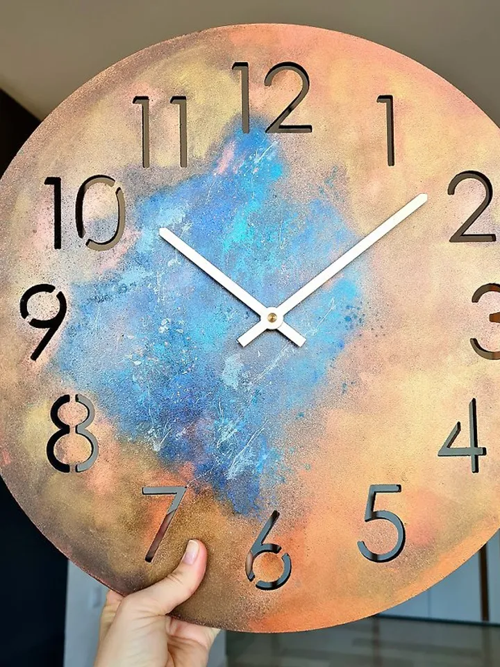 Unique art wall clock Large retro style clock Handmade wall clock Silent clock