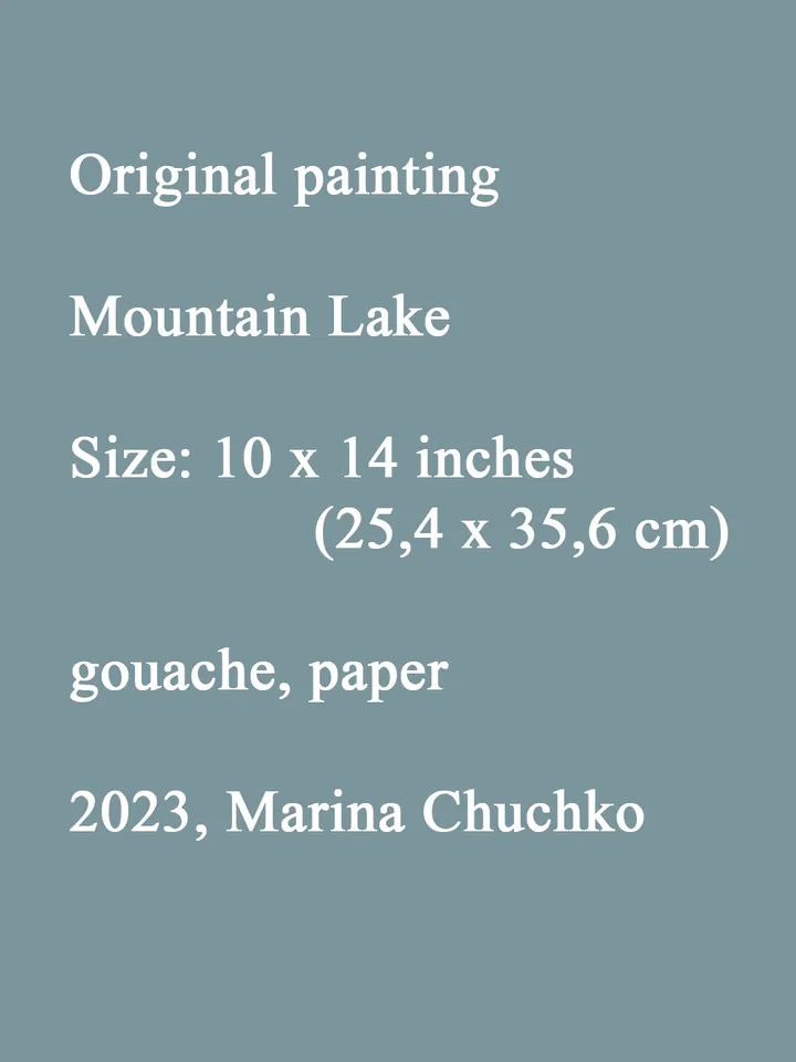 Emerald Lake Painting 10x14" ORIGINAL Mountain Landscape Artwork Impressionism Art Signed by artist Marina Chuchko