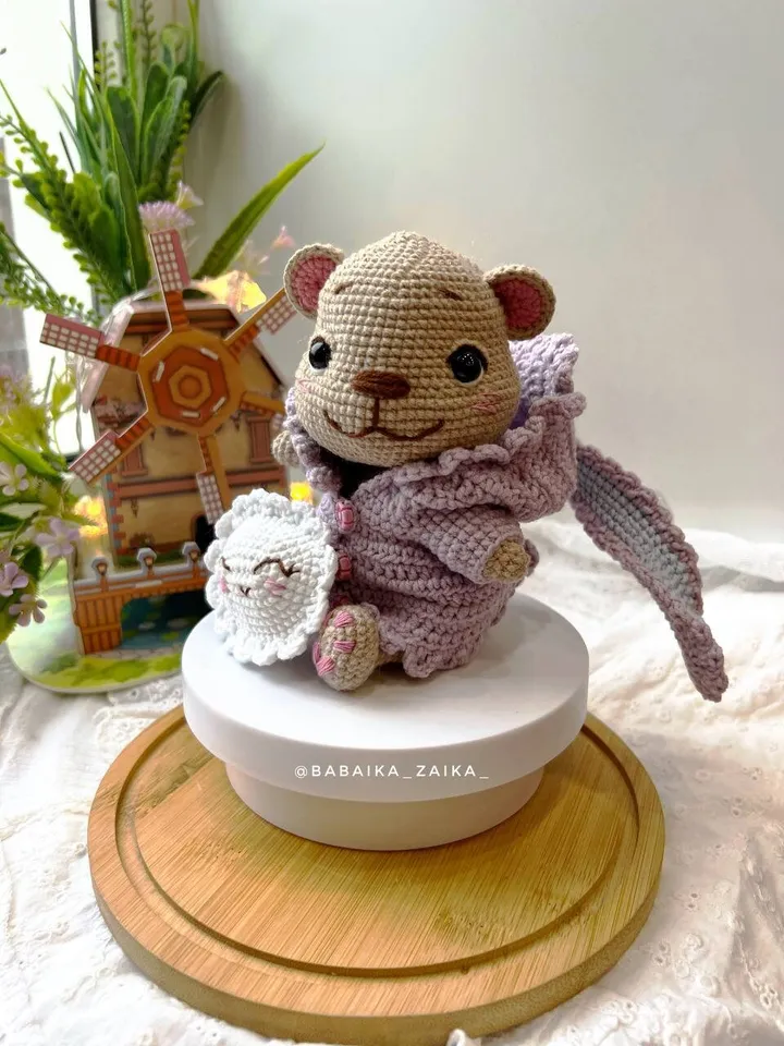 PDF Crochet Pattern Teddy Bear with a Cloud Pillow, Small Toy Pattern, Crochet Cloud, Animal Pattern, Amigurumi bear pattern Amigurumi cloud