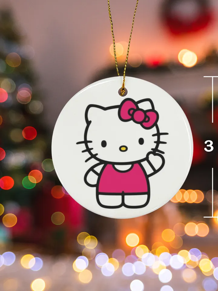 Kitty Christmas Ceramic Ornament