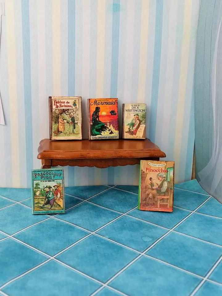 Dollhouse book set in 1:12 scale. Handmade.