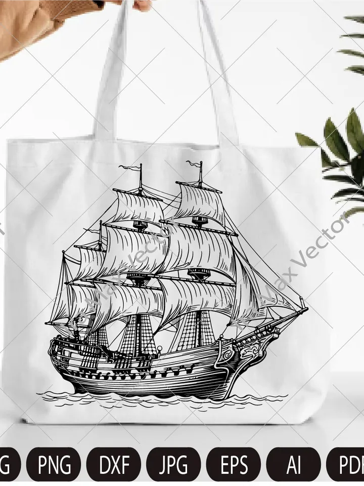Pirate Ship Svg, Ship Svg, Sail boat Svg, Pirate Ship Clipart, Pirate Ship Cricut, Sea Ship Svg, Pirate Ship Shirt, Pirate Png