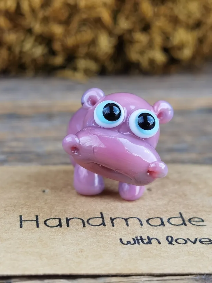 Glass beads Hippo beads Lampwork beads hippo figurine Glass hippo Miniature hippo Tiny glass animals Blown glass art Terrarium