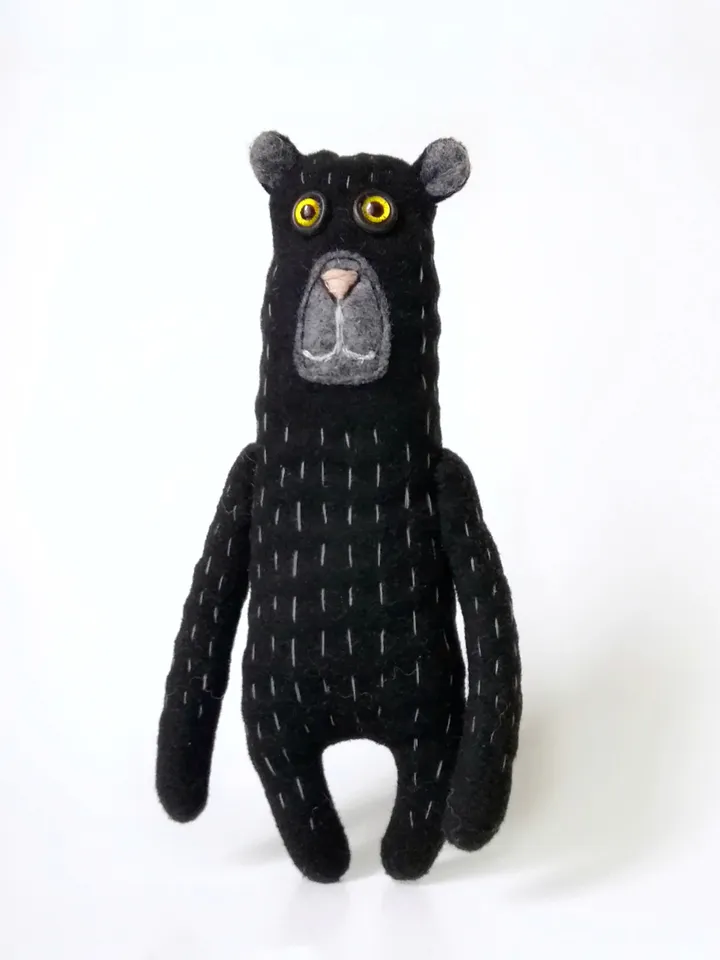 Artistic Handmade Dolls: Girl and Bear, Spooky Funny Fabric Interior Toys: One-of-a-Kind Unique Dolls, Weird and Ugly. FREE SHIPPING!
